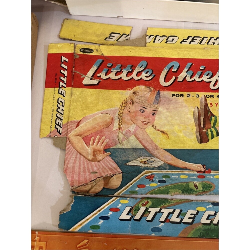 Vintage Little Chief Board Game, 1959, Whitman No. 4738. For Parts. Incomplete